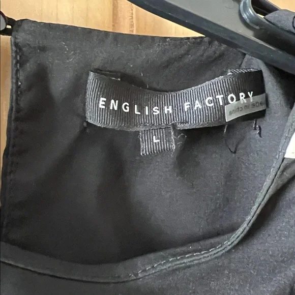 English Factory Bow with Puff Sleeve Midi Cotton Black Dress - Picture 7 of 8